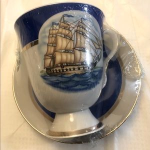 Russian Vintage Porcelain, Large Tea Cup with Saucer, Original from Dulevo